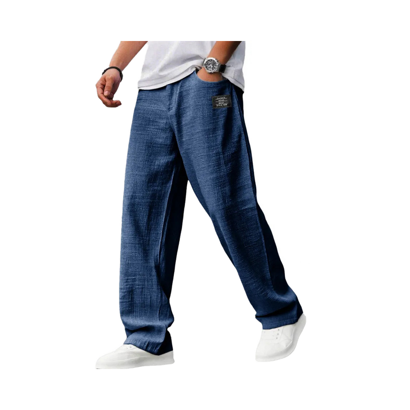 Men's Casual Pants Manufacturer - Cotton Hemp Elastic Waist Pocket Drawstring Loose