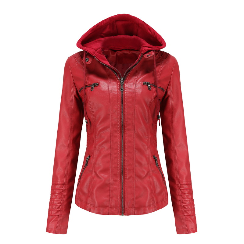 Hooded Leather Jacket Manufacturer - PU Water Washable Detachable for Spring Autumn