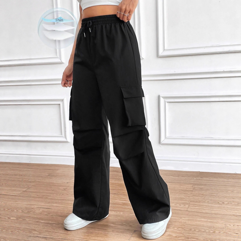 Women's Workwear Pants Manufacturer - High Waist Wide Leg Multiple Pockets Casual