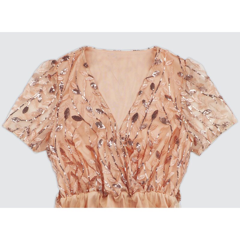 Sequin Midi Dress Manufacturer - V-neck Embroidered for Women Summer Party