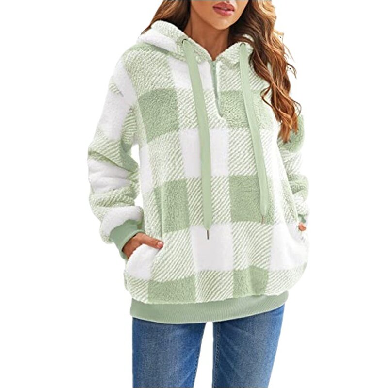 Women's Hooded Sweater Manufacturer - 2025 Long-sleeved Checkered Autumn Winter