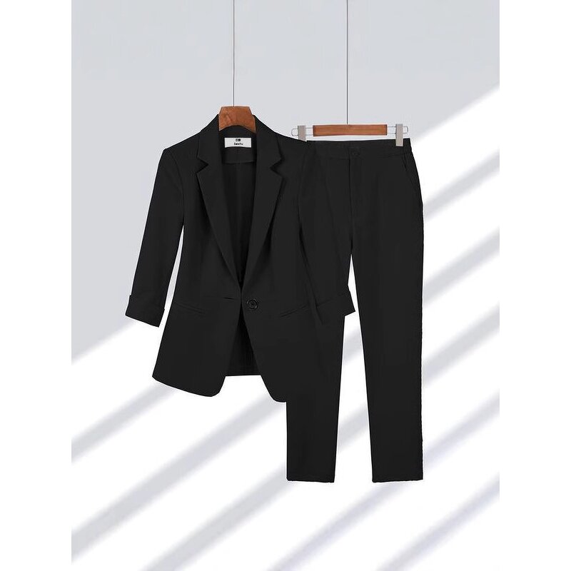 Women's Professional Set Manufacturer - 2025 V-neck Big Collar One Button Nine Sleeve