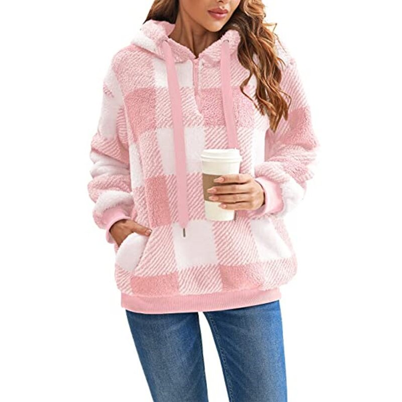 Women's Hooded Sweater Manufacturer - 2025 Long-sleeved Checkered Autumn Winter