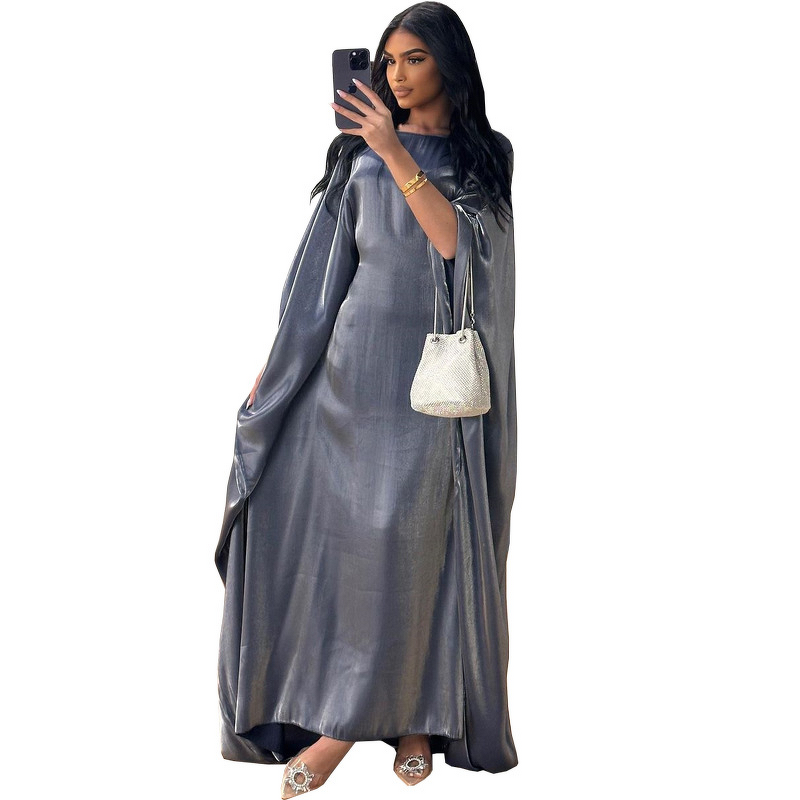 Satin Abaya Dress Manufacturer - Bat Sleeve Loose for Summer Ramadan Islamic Style