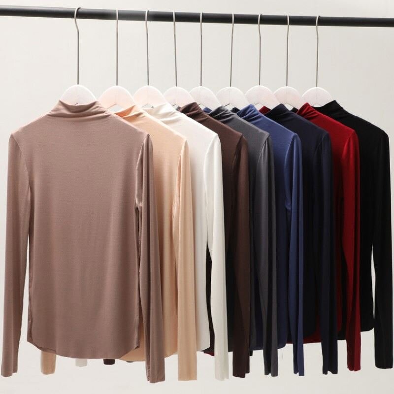 Turtleneck T-shirt Manufacturer - 10 Colors Slim Fit Modal for Women Spring Autumn