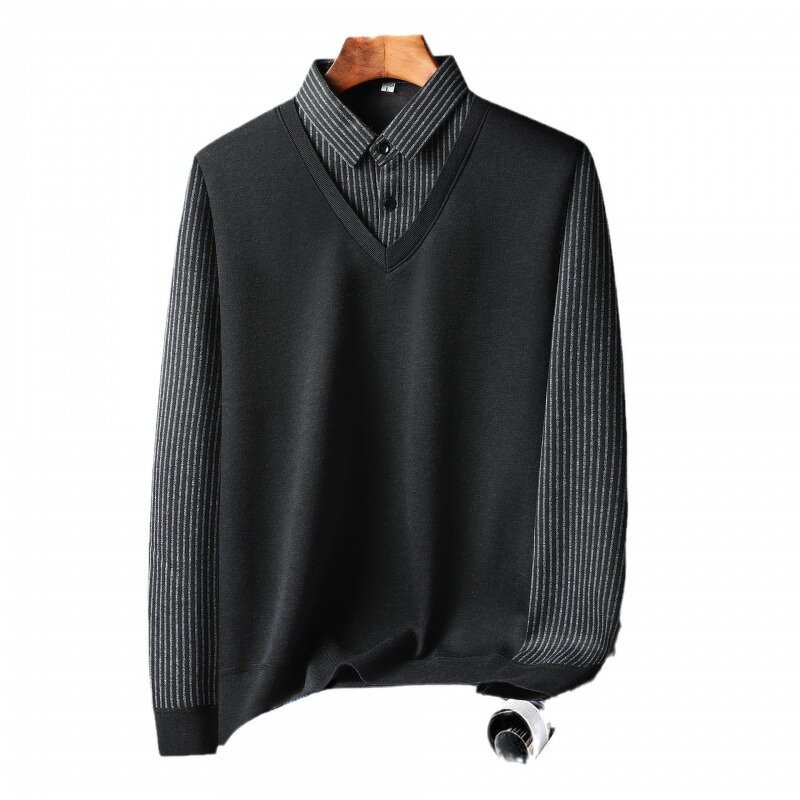 Men's Pullover Sweater Manufacturer - Round Neck Thickened Velvet 100% Polyester Loose Casual