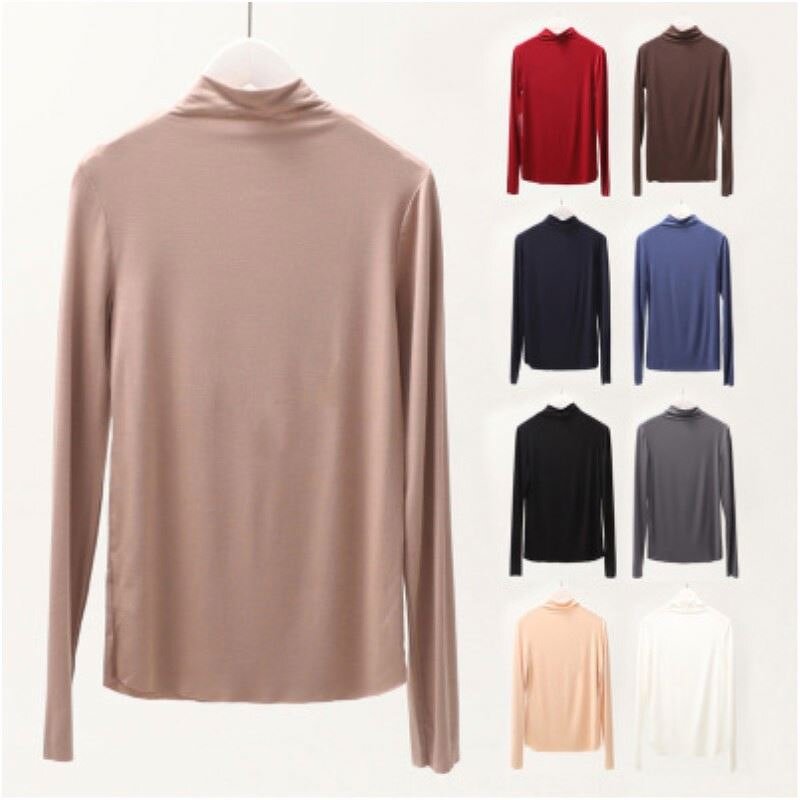 Turtleneck T-shirt Manufacturer - 10 Colors Slim Fit Modal for Women Spring Autumn