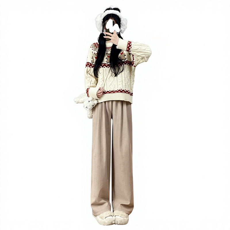 Women's Cotton Pants Manufacturer - Autumn Winter Lamb Wool Thickened Wide Leg Casual