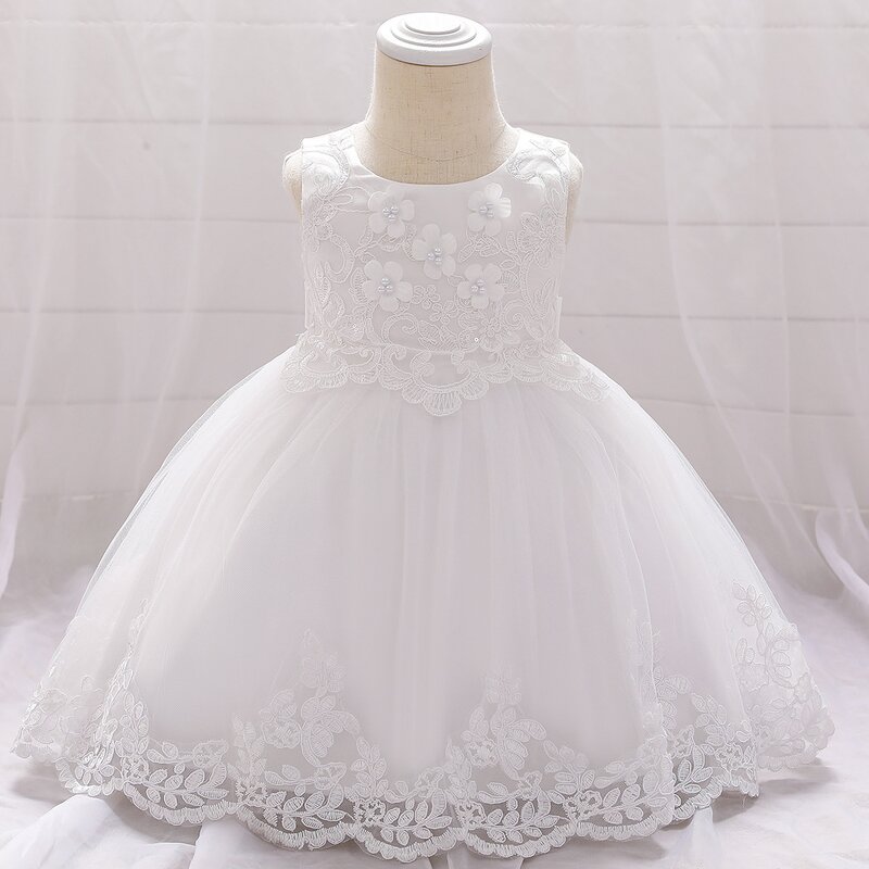 Baby Girl Dress Manufacturer - 2024 Flower Pompadour Solid Color Mesh Cute Children