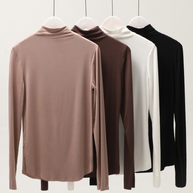 Turtleneck T-shirt Manufacturer - 10 Colors Slim Fit Modal for Women Spring Autumn