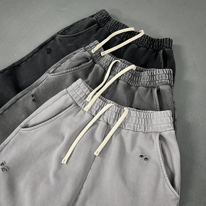 Men's Sports Pants Manufacturer - 2025 Stir Fried Snow Flower Washed Hip Hop 430G