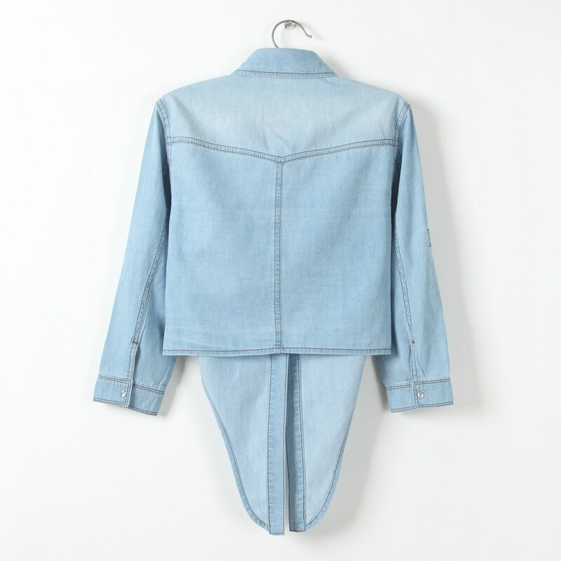 Cotton Denim Shirt Manufacturer - Three-quarter Sleeve Lapel Button Solid Color
