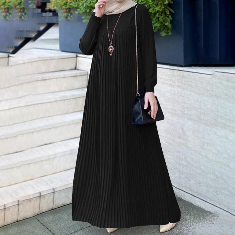 Arabian Jalabiya Manufacturer - Pleated Solid Color Long Sleeve for Muslim Women