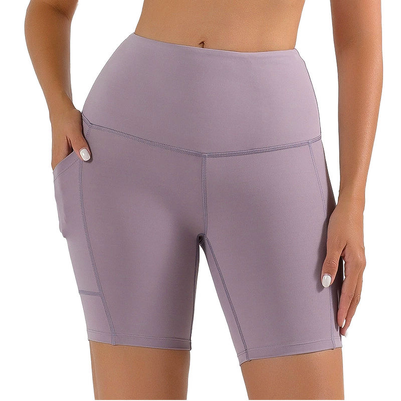 Women's Yoga Shorts Manufacturer - High Waist Hip Lifting Five Quarter Pockets Stretch