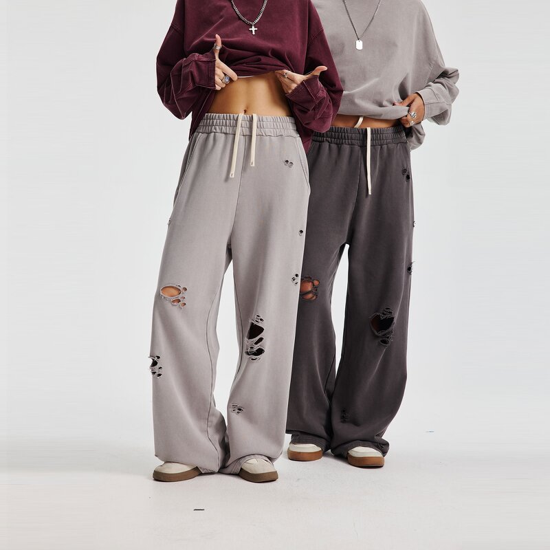 Men's Sports Pants Manufacturer - 2025 Stir Fried Snow Flower Washed Hip Hop 430G