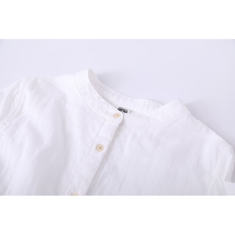 Cotton Yarn Blouse Manufacturer - Long Sleeve Stand Collar Button Soft Midi Casual