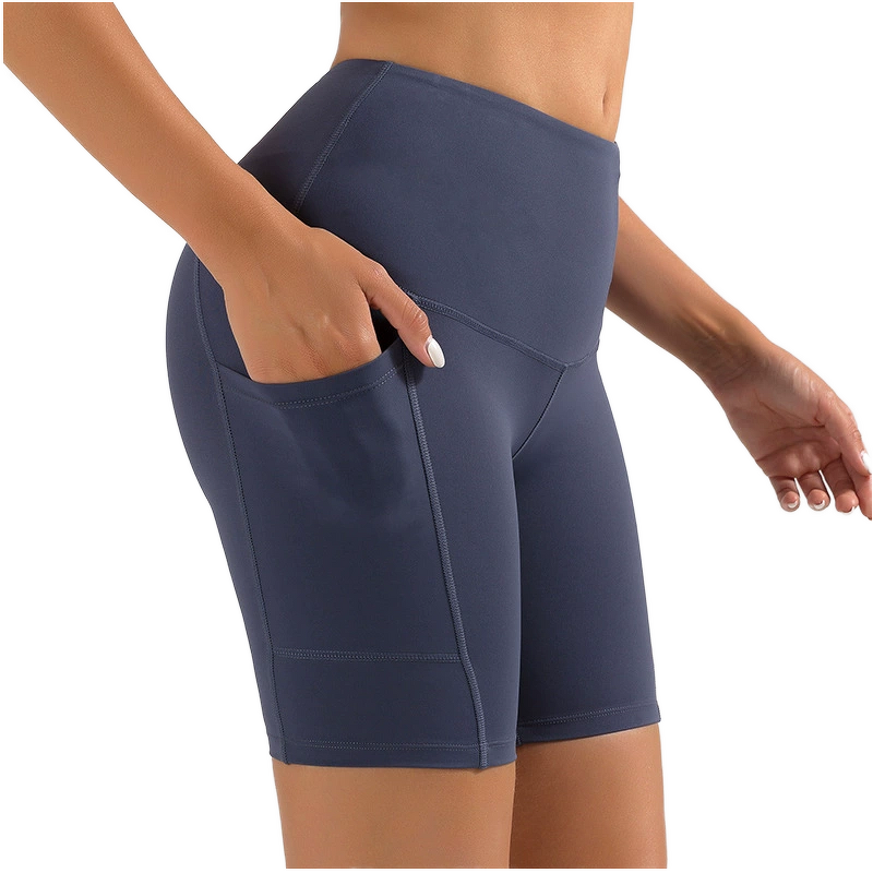 Women's Yoga Shorts Manufacturer - High Waist Hip Lifting Five Quarter Pockets Stretch