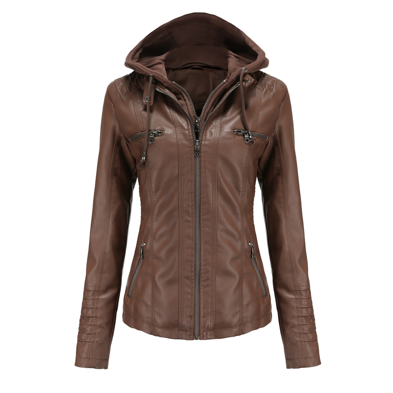 Hooded Leather Jacket Manufacturer - PU Water Washable Detachable for Spring Autumn