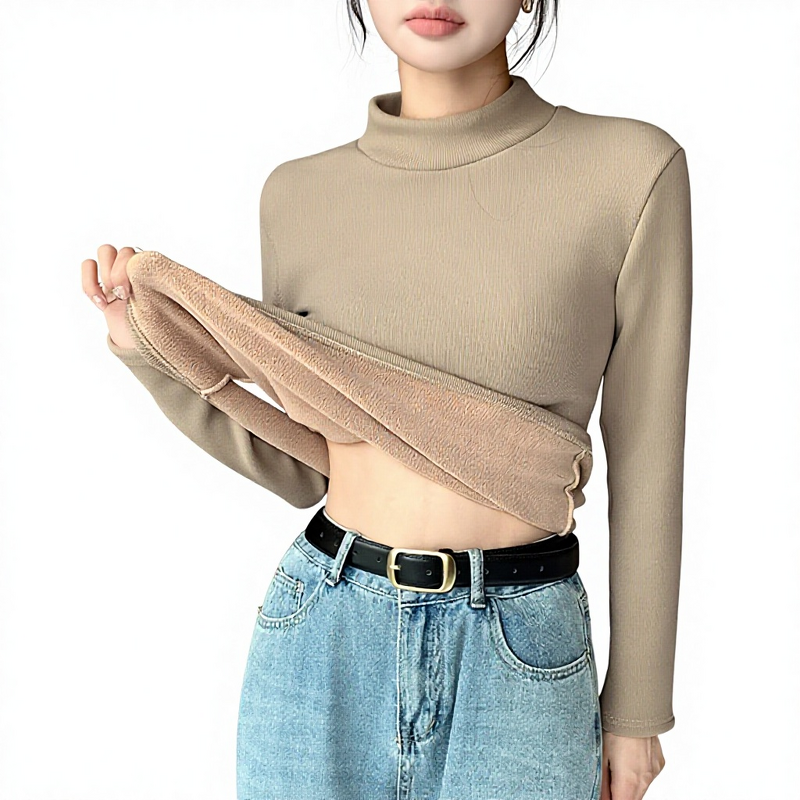Plush Warm Shirt Manufacturer - Semi High Neck Slim Fit Long Sleeve for Autumn Winter