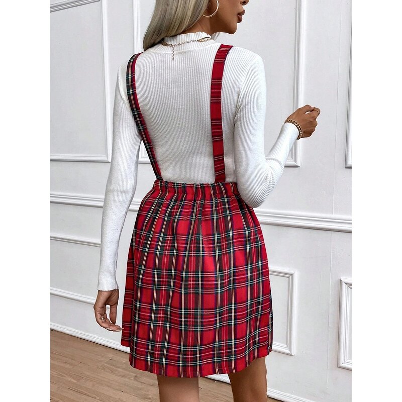 Casual Strap Dress Manufacturer - Grid Square Collar Sleeveless for Spring Summer