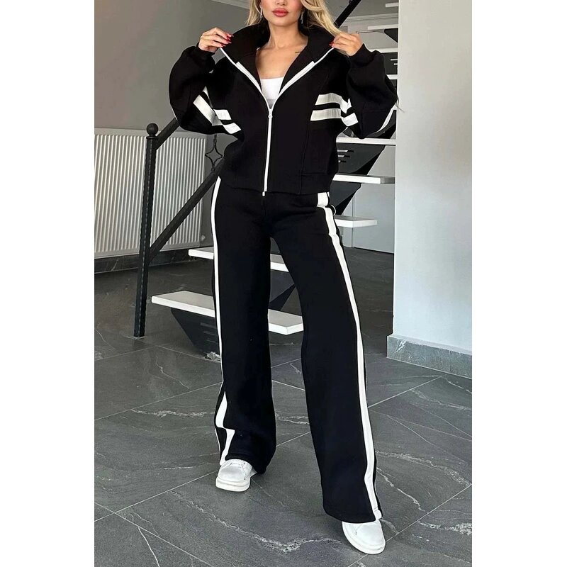 Women's Sports Suit Set Manufacturer - S-5XL Long Sleeve Solid Casual Two-Piece