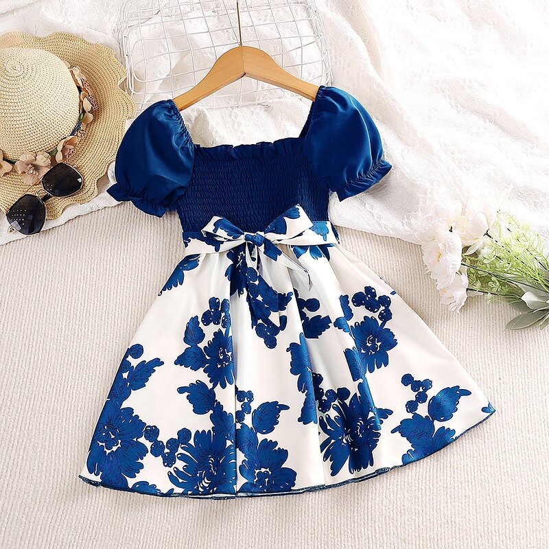 Flower Girl Dress Manufacturer - Vintage Bow Short Sleeve for Spring Summer 3-7 Years Old
