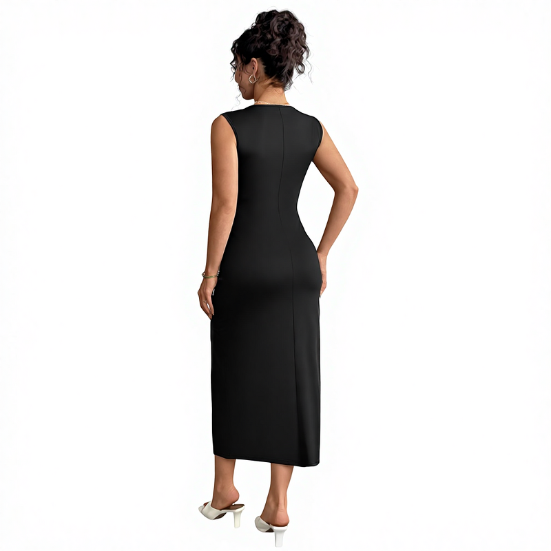 Bow Sleeveless Dress Manufacturer - 2025 Slim Fit Slit Round Neck for Women Autumn