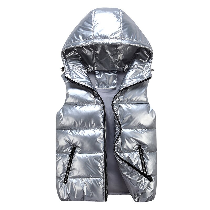 Kids' Vest Jacket Manufacturer - 2025 Parent-child Bright Padded Sleeveless Hooded Thicken Warm
