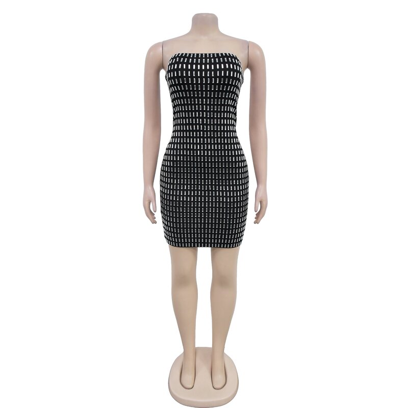 Women's Dress Manufacturer - 2025 Hot Diamond Bareback Solid Color Sleeveless Sexy