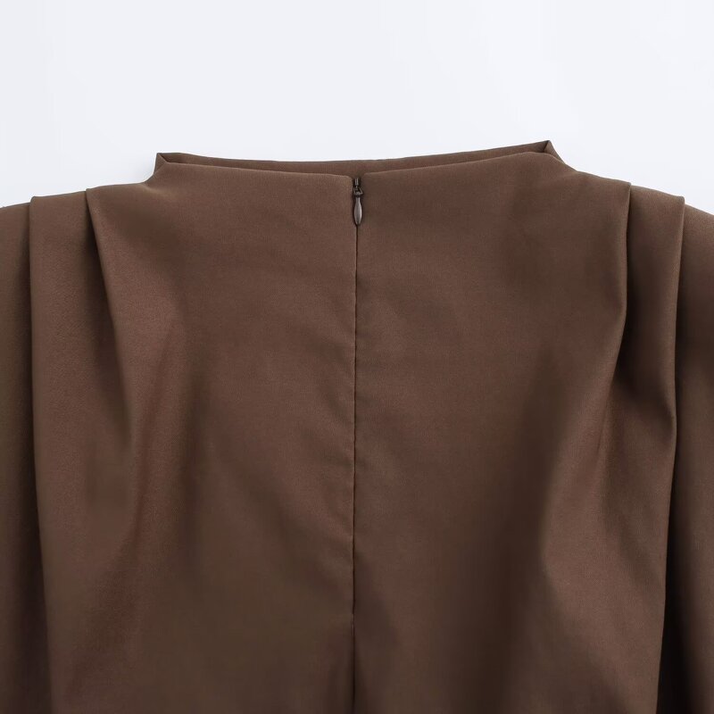 Sleeveless Top Manufacturer - 2025 Solid Color Wrinkle Shoulder Padded Fashion