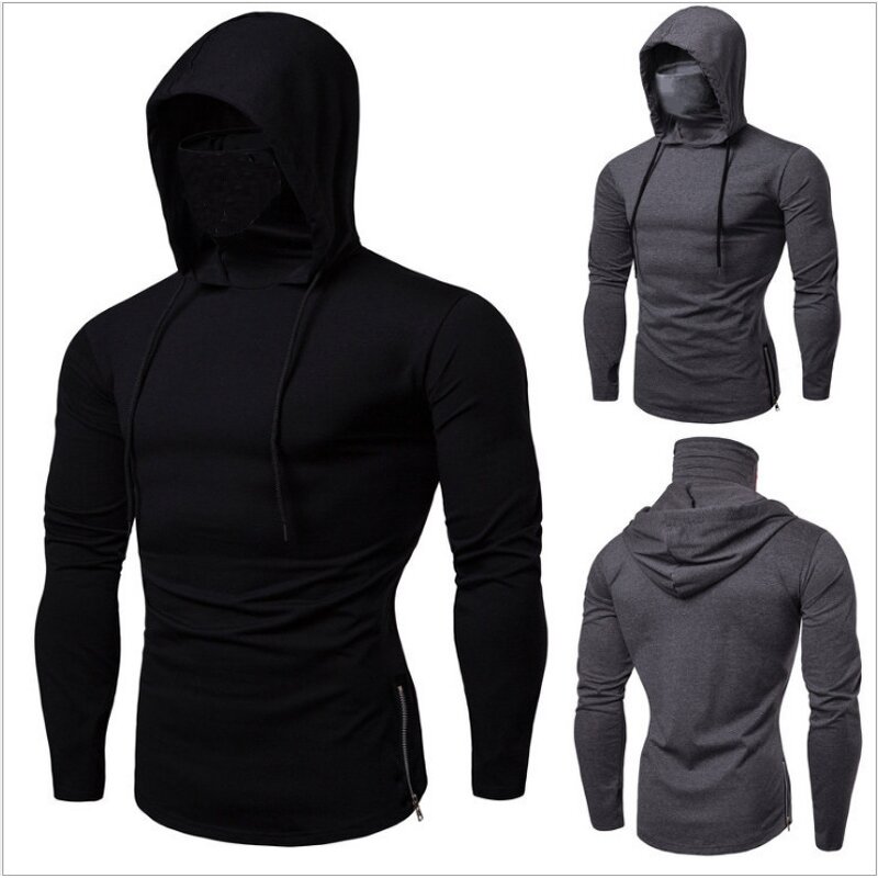 Men's Hooded T-shirt Manufacturer - Slim Fit Solid Color Lapel Fitness Hoodie
