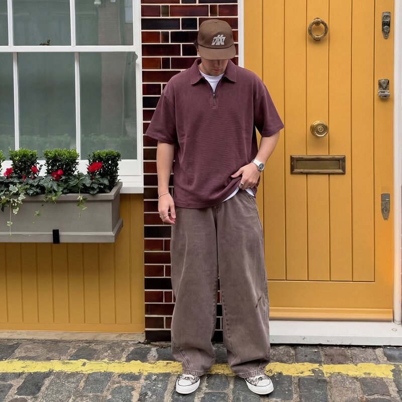 Men's Polo Shirt Manufacturer - Wax Printing Laundry Short Sleeve Street Trendy