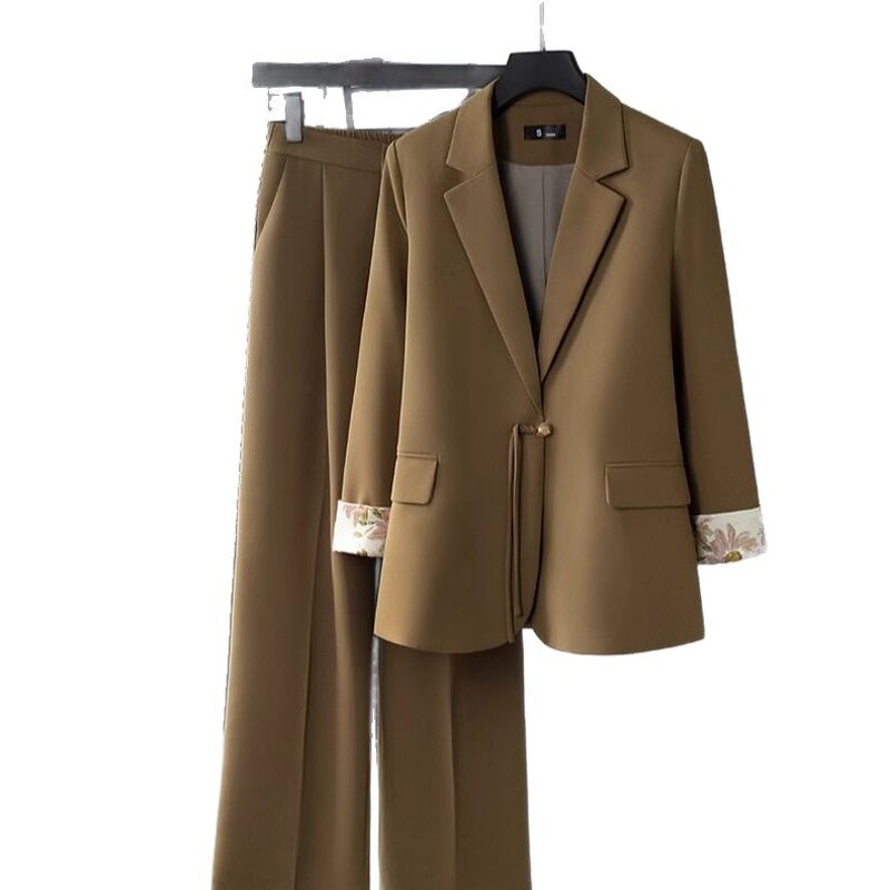 Chinese Style Suit Set Manufacturer - Plus Size Jacket High Waisted Pants Two-piece