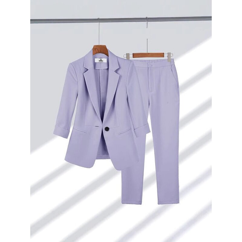 Women's Professional Set Manufacturer - 2025 V-neck Big Collar One Button Nine Sleeve