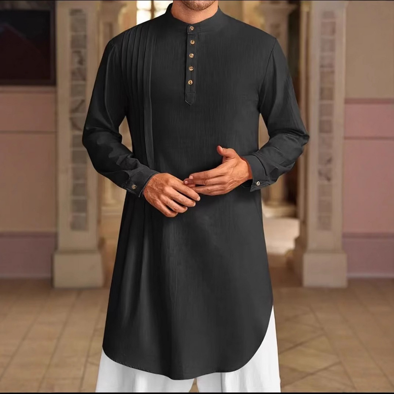 Muslim Long Shirt Manufacturer - 2025 Button Linen Hemp for Men Middle East Arab