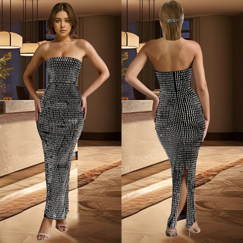 Women's Evening Dress Manufacturer - 2025 Hot Diamond Sleeveless Sexy Party Solid Color