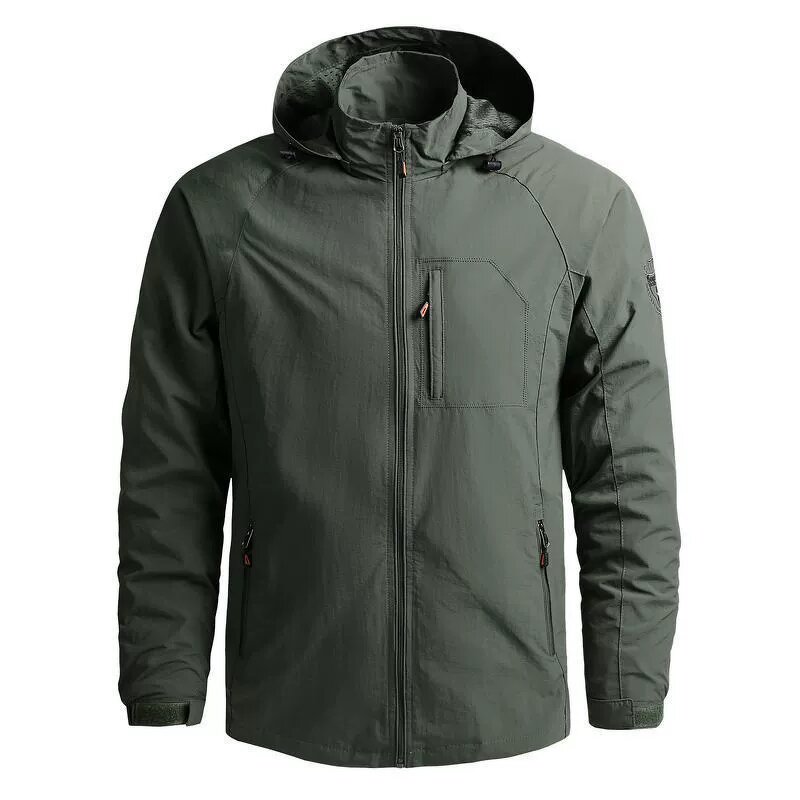 Hooded Jacket Manufacturer - Coated Windproof Loose Casual Zipper Hiking Camping