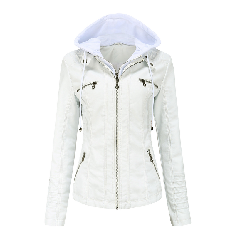 Hooded Leather Jacket Manufacturer - PU Water Washable Detachable for Spring Autumn