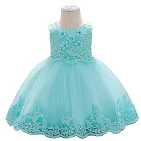 Baby Girl Dress Manufacturer - 2024 Flower Pompadour Solid Color Mesh Cute Children