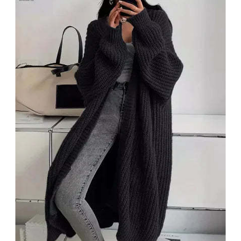 Women's Cardigan Manufacturer - Long Over Knee Loose Thick Knitted Jacket Autumn Winter
