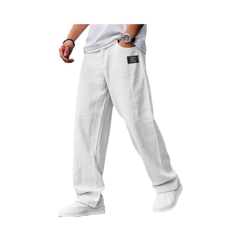 Men's Casual Pants Manufacturer - Cotton Hemp Elastic Waist Pocket Drawstring Loose