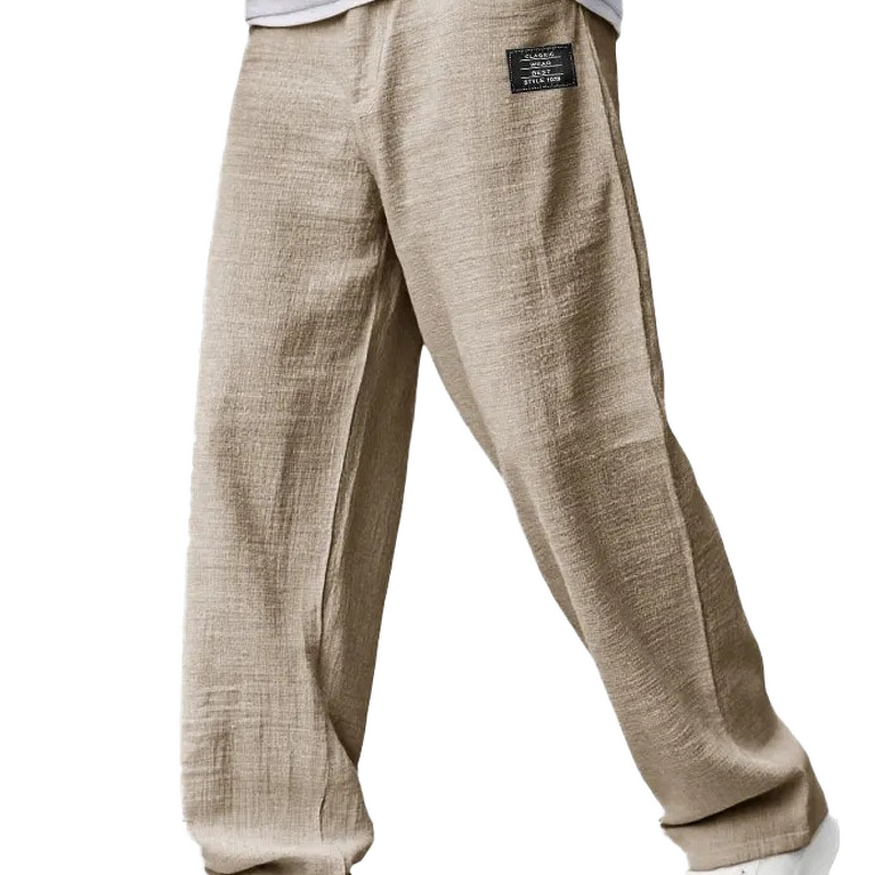Men's Casual Pants Manufacturer - Cotton Hemp Elastic Waist Pocket Drawstring Loose