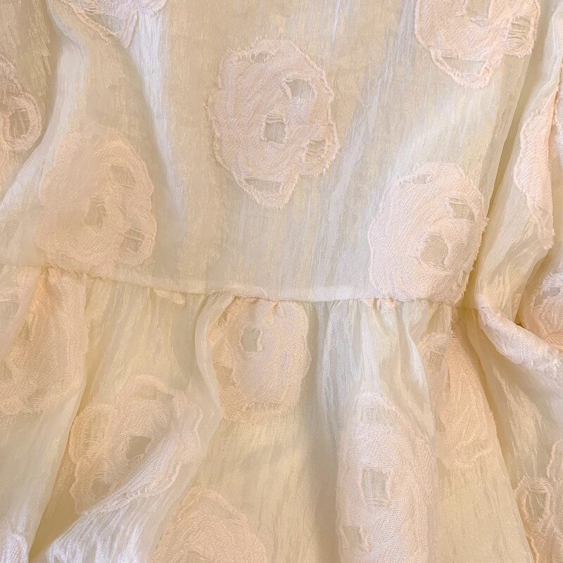 Kids' Chiffon Shirt Manufacturer - Summer Square Collar Bubble Sleeve Short Sleeved Girl