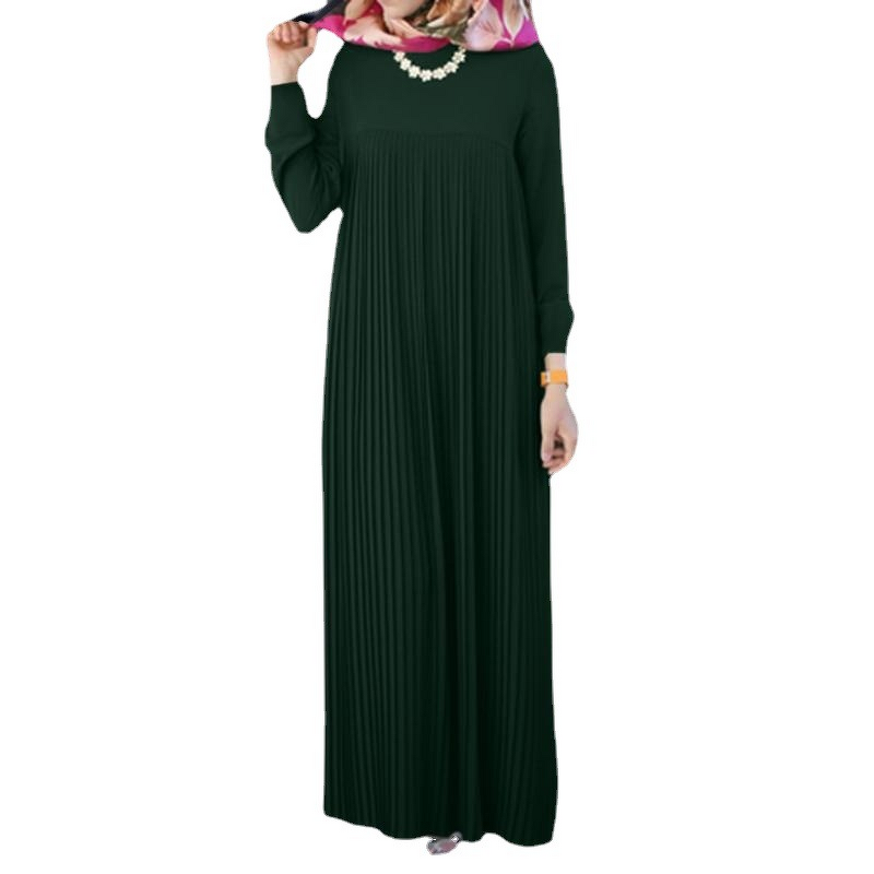 Arabian Jalabiya Manufacturer - Pleated Solid Color Long Sleeve for Muslim Women