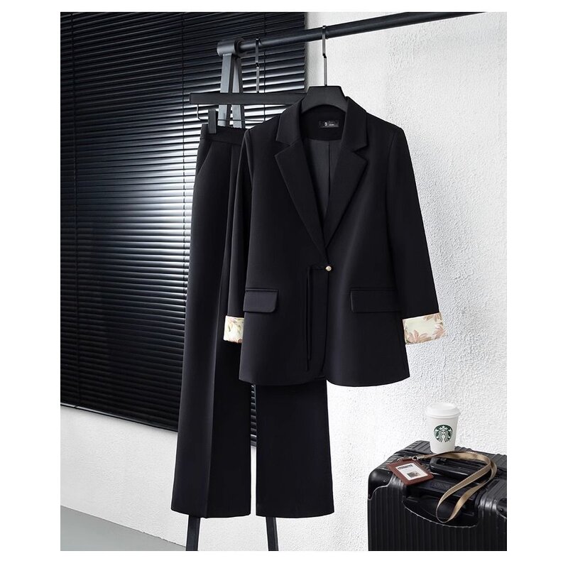 Chinese Style Suit Set Manufacturer - Plus Size Jacket High Waisted Pants Two-piece