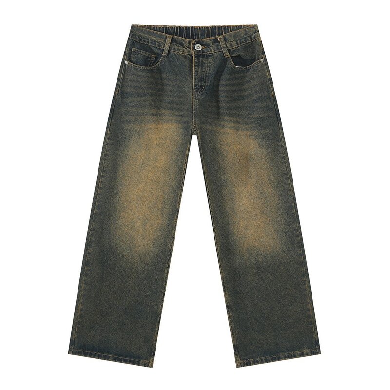 Men's Denim Jeans Manufacturer - Retro Washed Distressed Spliced Mid Patchwork