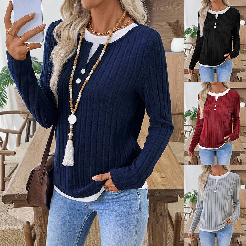 Hooded T-shirt Set Manufacturer - 2025 Round Collar Button Matte Long Sleeve Two Piece