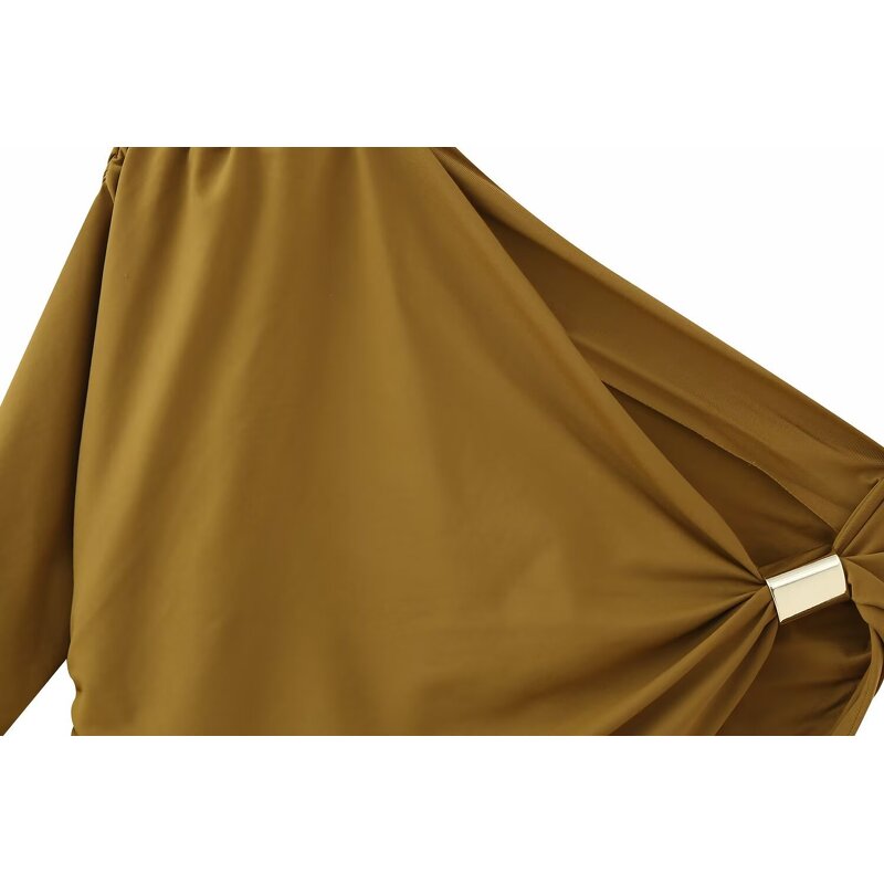 Short Sleeve Top Manufacturer - 2025 Metal Buckle Diagonal Shoulder Asymmetric Simple