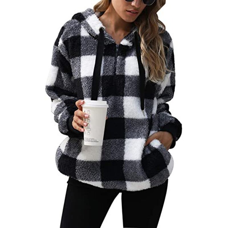 Women's Hooded Sweater Manufacturer - 2025 Long-sleeved Checkered Autumn Winter