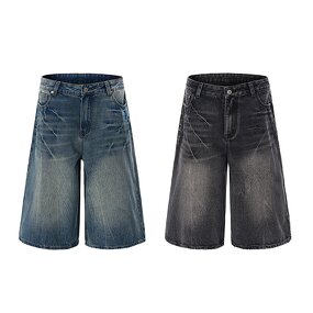 Men's Denim Shorts Manufacturer - 2025 Zipper Button Retro Loose Outdoor Overalls